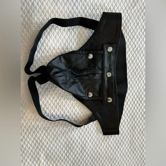 Men’s Leather Elastic Waste Jock - Picture 1 of 2